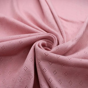 Fine 100% cotton jersey knit with Diamond openwork/ Pointelle fabric per metre Baby pink