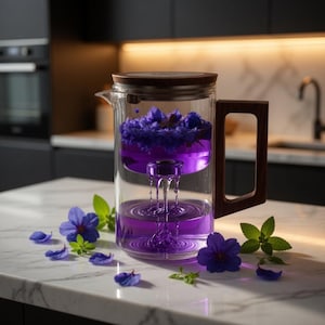 Modern Glass Tea Infuser Teapot with Cherry Blossoms | Aesthetic Wooden Handle & Lid | Premium Blooming Sakura Tea Pot