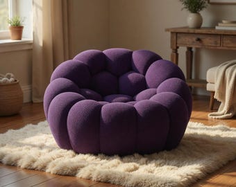 Sillón Bubble Pumpkin | Sillón con reposabrazos curvo | Asiento maximalista para sala de estar | Silla con estilo | Sofá colorido