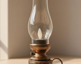 Lámpara de aceite LED vintage para decoración del hogar | estilo retro de queroseno | funciona con pilas | parpadeo cálido | repisa colgante para mesa