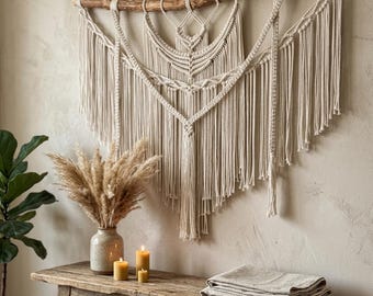 Macrame Wall Hanging, Boho Wall Decor, Large Woven Tapestry, Handmade Cotton Wall Art, Bohemian Bedroom Decor, Living Room Wall Hanging