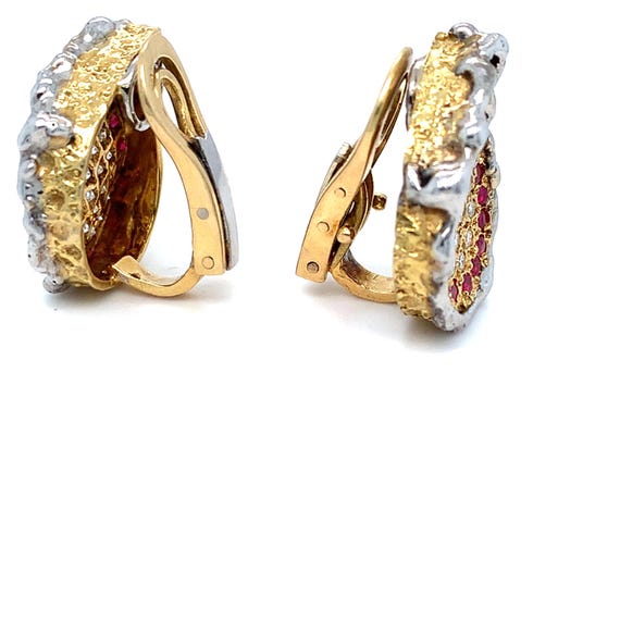 Charles De Temple Brutalist Ruby and Diamond Clip… - image 3