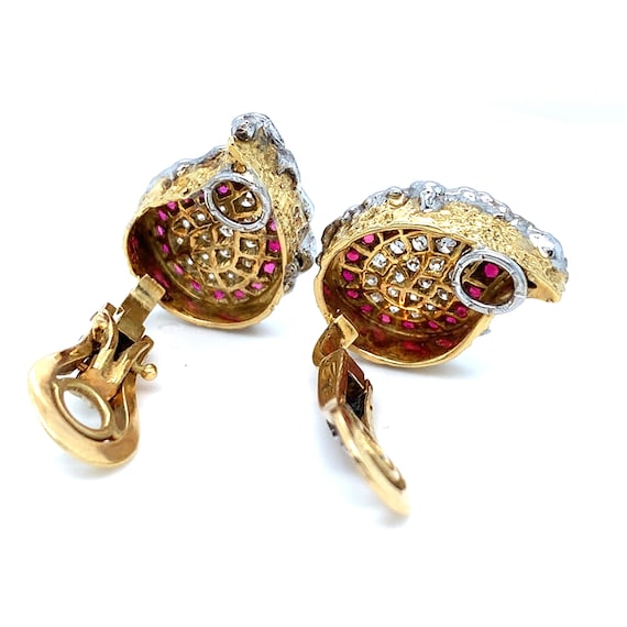 Charles De Temple Brutalist Ruby and Diamond Clip… - image 5