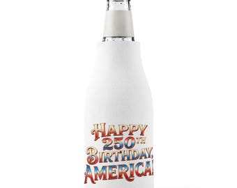 Funda térmica con cremallera para botellas "Feliz 250 Aniversario de Estados Unidos" / 4 de julio de 2026