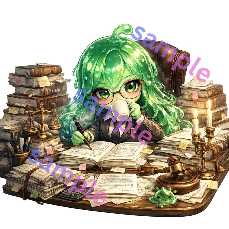 Slime Lawyer PNG, Cute Fantasy Character Clipart, Chibi Slime Girl ...