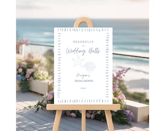 Seashells Bridal Shower Welcome Sign, Editable Template (Digital Download)