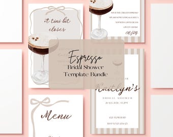 Espresso Martini Bridal Shower Bundle, Editable Templates (Digital Download)
