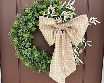 Brown and Tan Plaid Bow