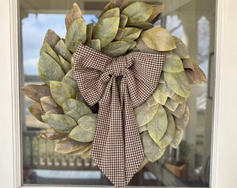 Black Brown Gingham Cotton Bow: Fluffy Vintage bow