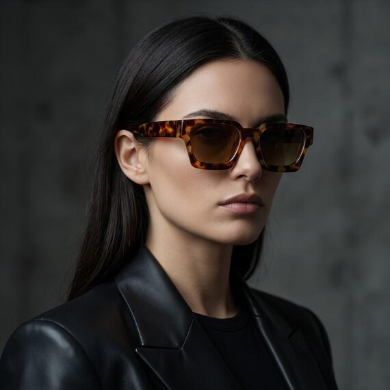 Rectangular Tortoiseshell Sunglasses | Vintage De… - image 2