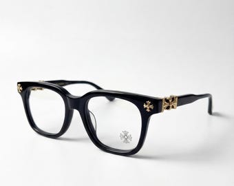 Black Gold Eyeglasses Gothic Frame | Dark Luxury Glasses | Vintage Alt Eyewear | Designer Style Unisex