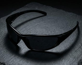 Óculos de Sol Envolventes Pretos Estilo Y2K | Óculos Esportivos Streetwear | Óculos Estilo Matrix | Presente Unissex