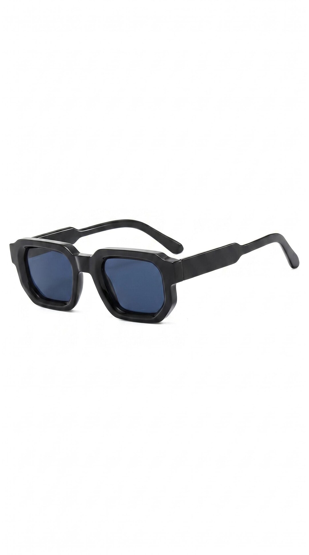 Dark Rectangular Goggles Black Rectangle Sunglasses – Compact Thick Acetate Frames, Gothic Dark ...