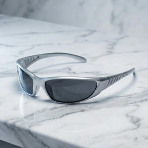 Silver Wrap Around Sunglasses Y2K | Matrix Style Shades | Futuristic Streetwear Eyewear | Unisex Gift