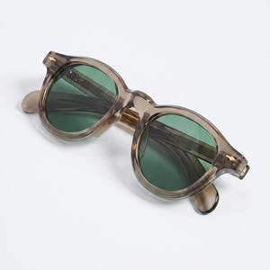 Occhiali da sole rotondi grigio-verdi – Montatura spessa in acetato trasparente in stile retrò, occhiali da vista gotici lussuosi e discreti unisex