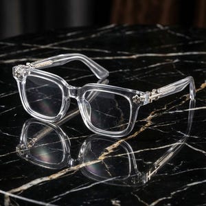 Transparante retrobril met dik montuur | Luxe transparante streetwearbril | Unisex designerbril