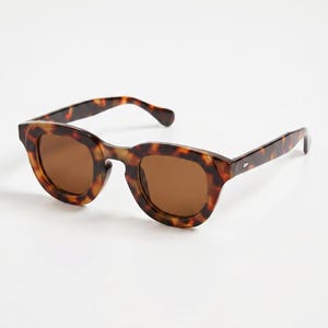 Gafas de sol redondas Hawksbill Tortoise – Montura gruesa de acetato estilo retro, gafas góticas vintage de lujo en tonos oscuros unisex