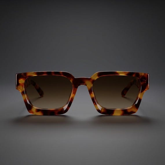 Rectangular Tortoiseshell Sunglasses | Vintage De… - image 3