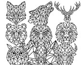 Geometric Animals Svg Bundle Cricut Cut Files Low Poly Animal Svg Wolf Fox Deer Bear Eagle Lion Owl Instant Download
