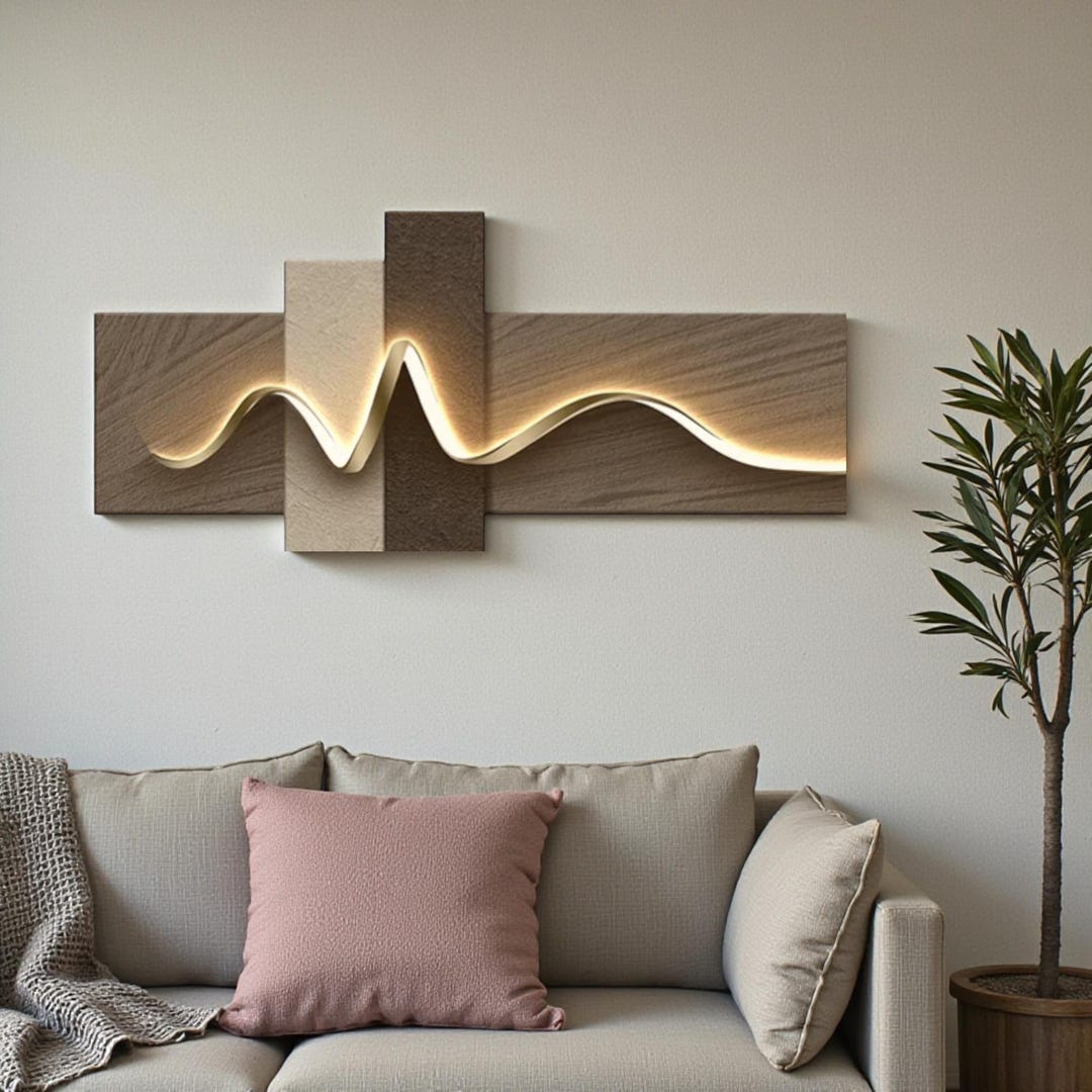 Abstract Metal Wall Art Set Modern Minimalist Sculpture Luxury Living ...