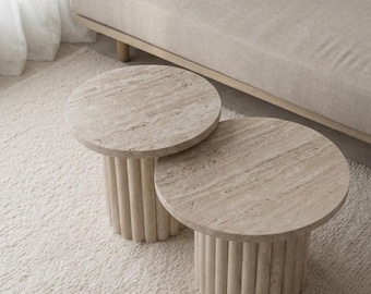Custom Desinged Handmade minimalist travertine coffee table