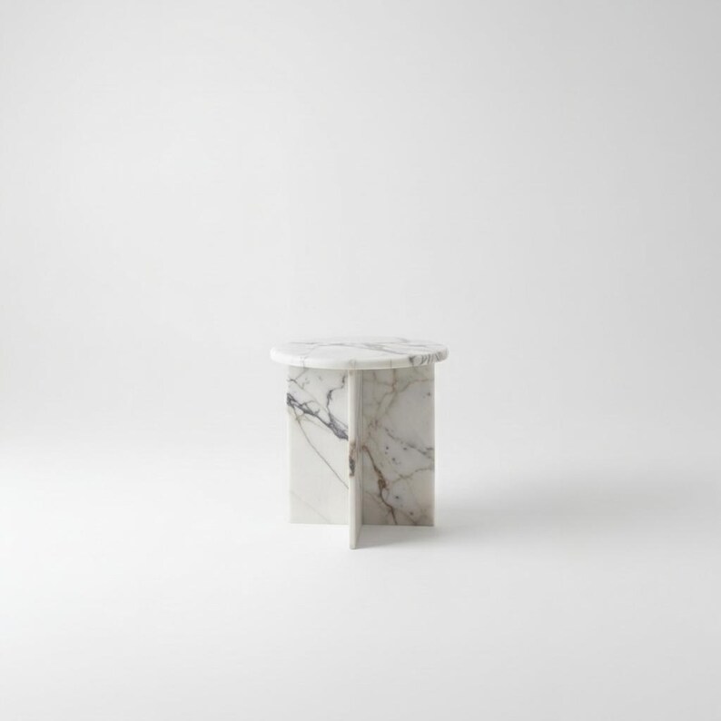 Mesa auxiliar de mármol hecha a mano, mesa auxiliar Calacata viola, mesa auxiliar de piedra natural, mesa auxiliar para el hogar, productos decorativos para el hogar imagen 6