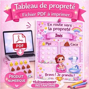 Printable PDF Potty Training Chart for Girls | Child Potty Training Chart | Toilet Training A4 | Instant Download