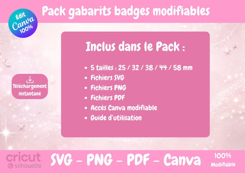 Badge Template Pack 25mm 32mm 38mm 44mm 58mm | Canva Cricut Silhouette ...