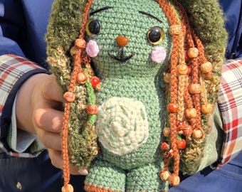 Druid Forest Guardian Crocheted Amigurumi Bear Ash