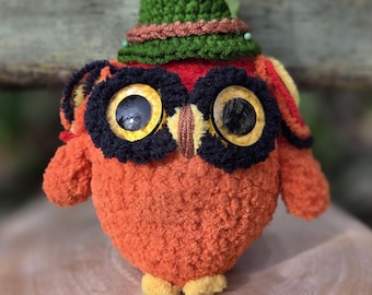 Fluffy Owls crochet pattern Fire Teacher Professor Owl