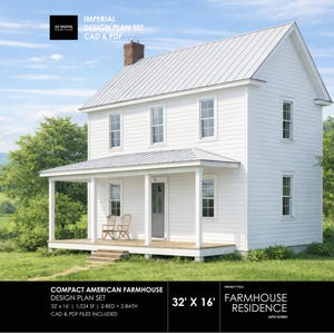 Farmhouse House Plan - 2 Bed, 2 Bath, 1024 SF (CAD & PDF Download)