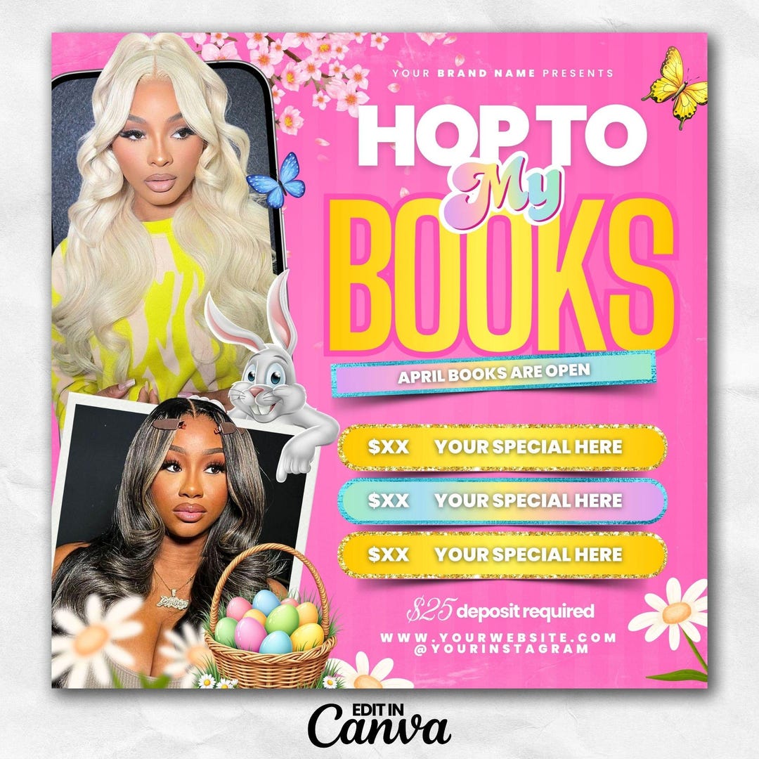 April Booking Flyer, Easter Booking Flyer, Spring Break Booking Flyer ...
