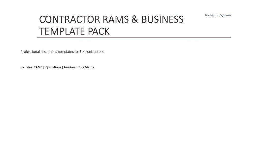 RAMS Template UK | Risk Assessment & Method Statement | Editable ...