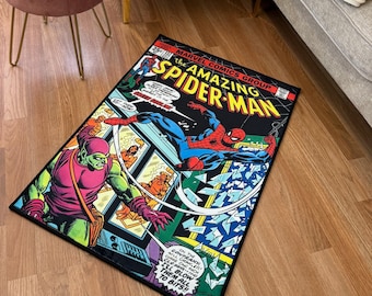 Spider-Man Comic Book Rug | Marvel Comics Area Rug | Amazing Spider-Man Decor | Superhero Bedroom Rug | Gamer Room Mat