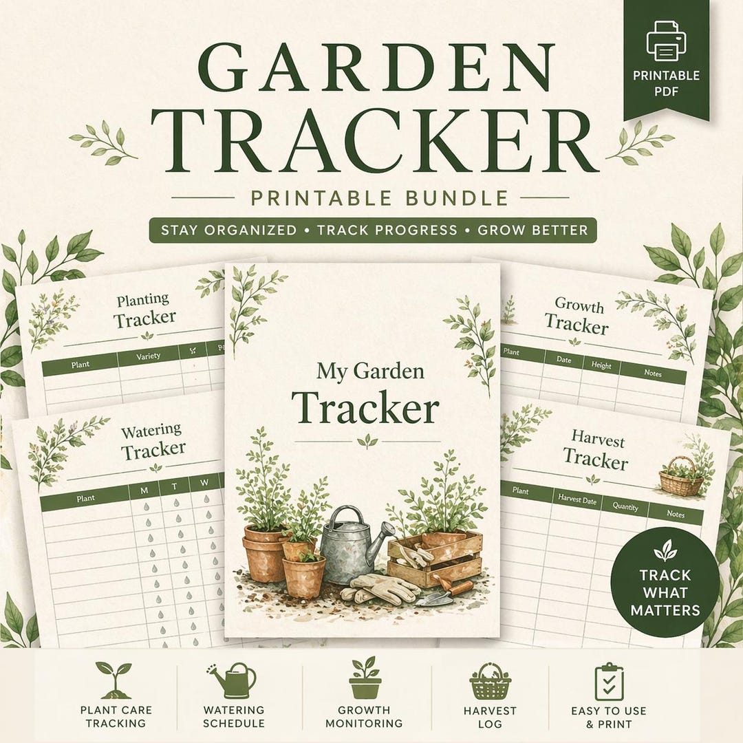 Garden Planner Printable | Plant Care Tracker PDF | Garden Routine ...