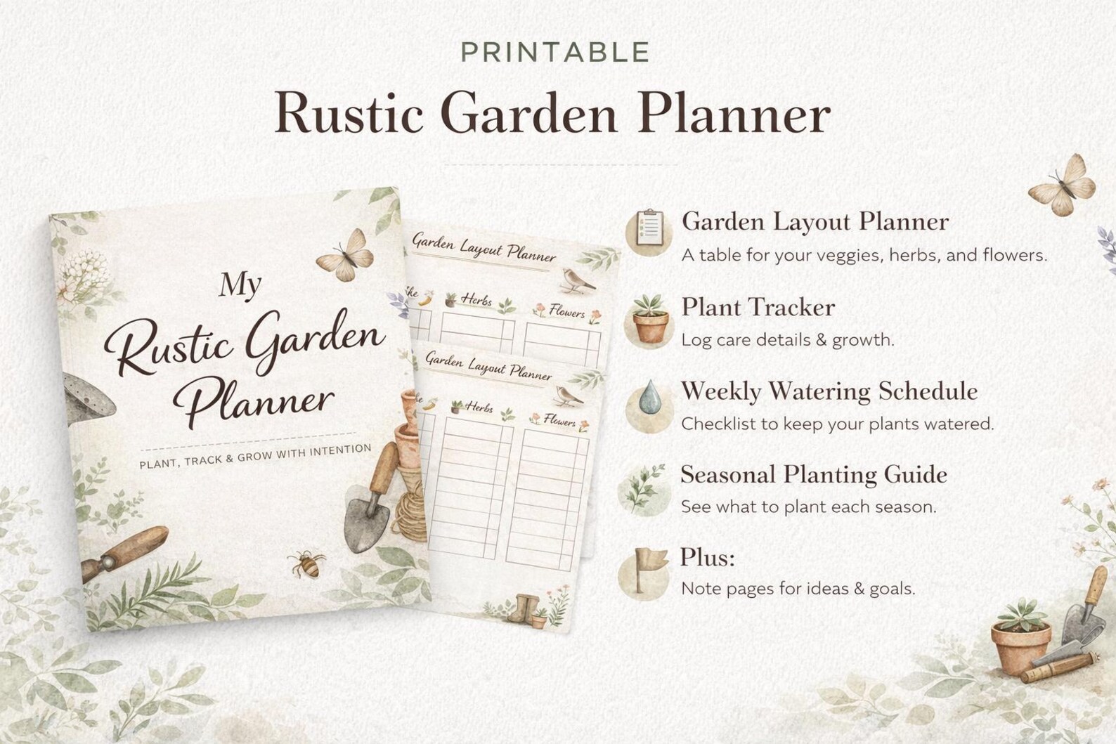 Rustic Garden Planner Printable | Garden Journal PDF | Plant Tracker ...