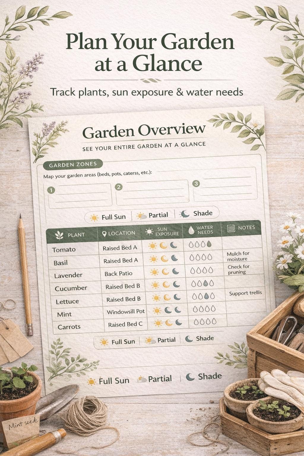 Garden Planner Printable | Plant Care Tracker PDF | Garden Routine ...