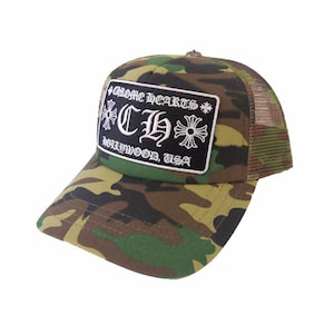 Chrome Hearts Style Trucker Cap with Embroidered Patch | Mesh Snapback Hat | Unisex Streetwear Cap | Adjustable Casual Hat