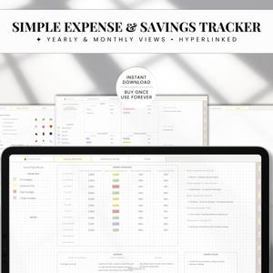 Undated Expense & Savings Tracker for iPad | Monthly and Yearly Finance Planner | Hyperlinked GoodNotes PDF | Minimal Money System