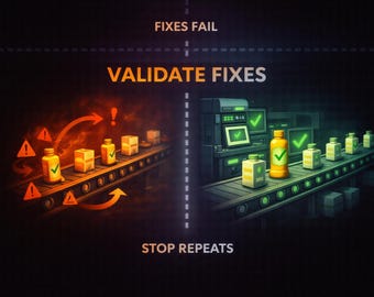 Valideringssystem för produktkorrigering för tillförlitlig reparation och riskreducering