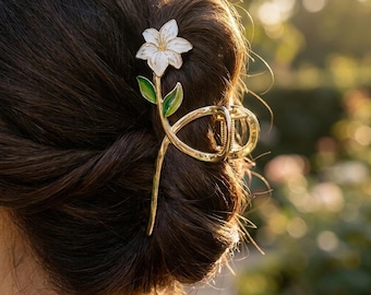 Gold Flower Hair Claw | Floral Metal Hair Clip | Gold Hair Claw | Elegant Flower Hair Grip | Luxury Hair Accessory | Bridal Hair Clip