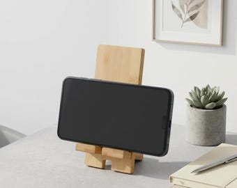 Natural Bamboo Phone Stand | Minimalist Eco-Friendly Desk Docking Station