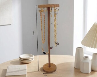 Minimalist Wooden Jewelry Display Stand | Necklace Organizer, Bracelet Holder, Vendor Rack