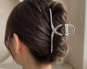 Metal Hair Claw Clip | Minimalist Modern Hair Accessory for Women, Gold Silver Bridal Style