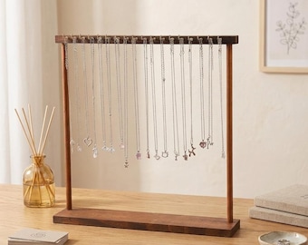 Solid Wood Necklace Stand | Pendant Display Rack, Earring Holder, Craft Show Jewelry Organizer