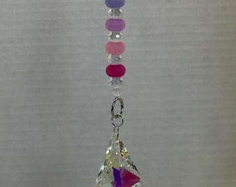 Rainbow Beaded Suncatcher with Crystal Prism Home Decor