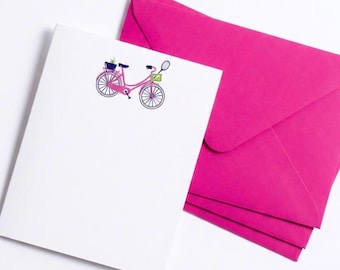 Tennis Bicycle Notecards with Colored Envelopes (Pack of 10)