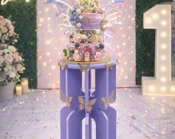 Handmade Wooden Cake Plinth Stand | Wedding Pedestal Table | Dessert Display Stand | Birthday Cake Table | Event Decor | Custom Colors