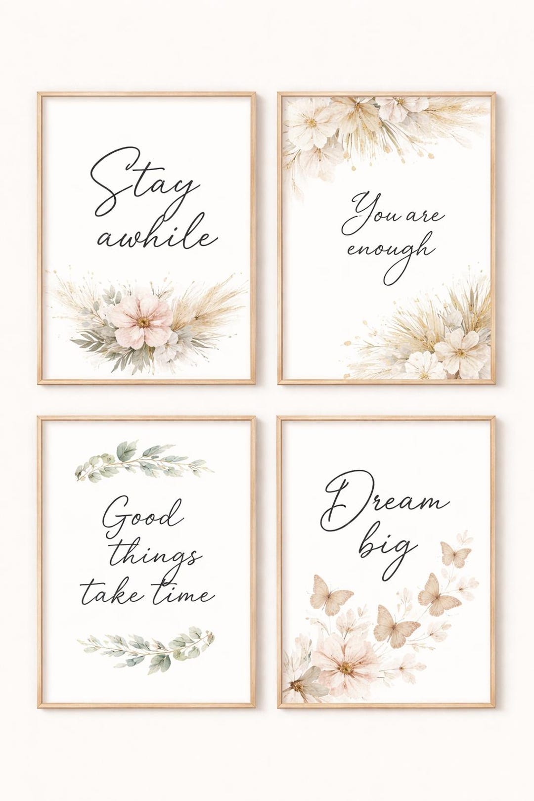 Neutral Printable Wall Art Set • Minimalist Quote Prints • Boho Decor ...