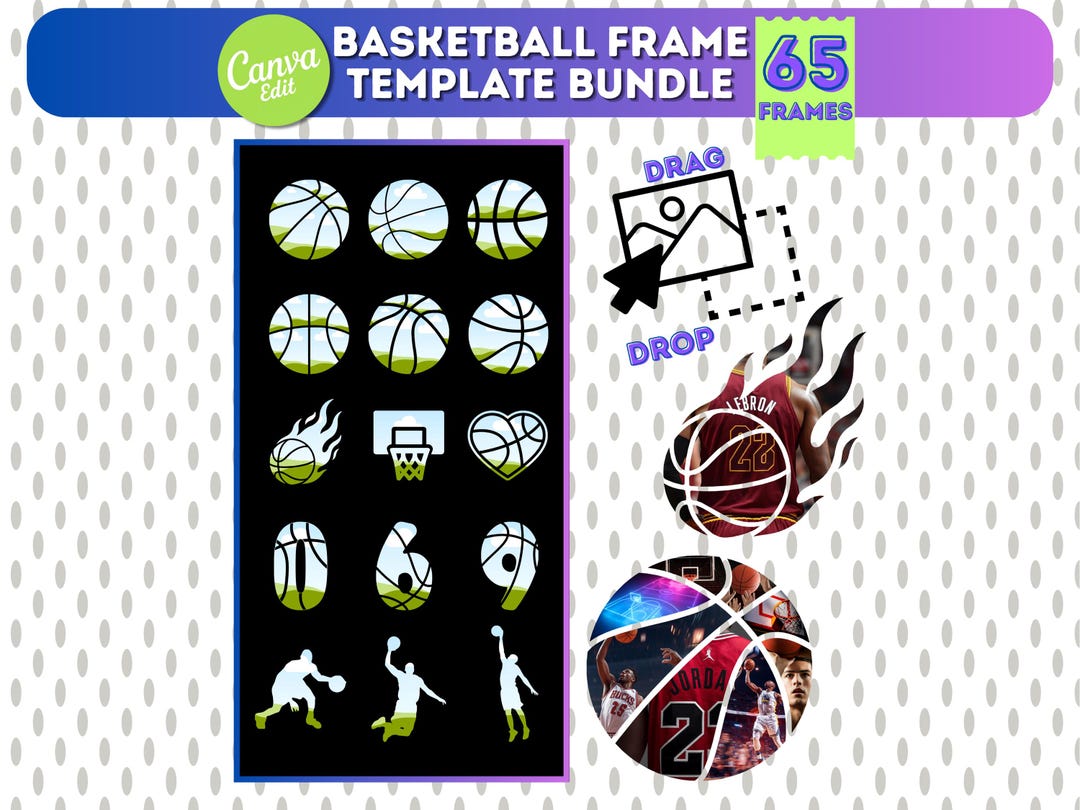 Basketball Editable Frame Editable Basketball Picture Frame Template Bundle, Custom Team Gift ...